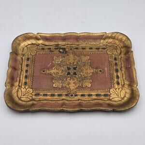 Vintage Italian Florentine Gilded Serving Tray 10" X 8"